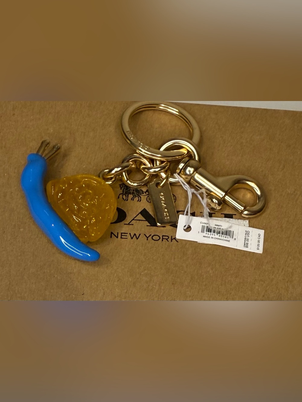 Coach Gold-Tone Bag Charm Keyring with Snail